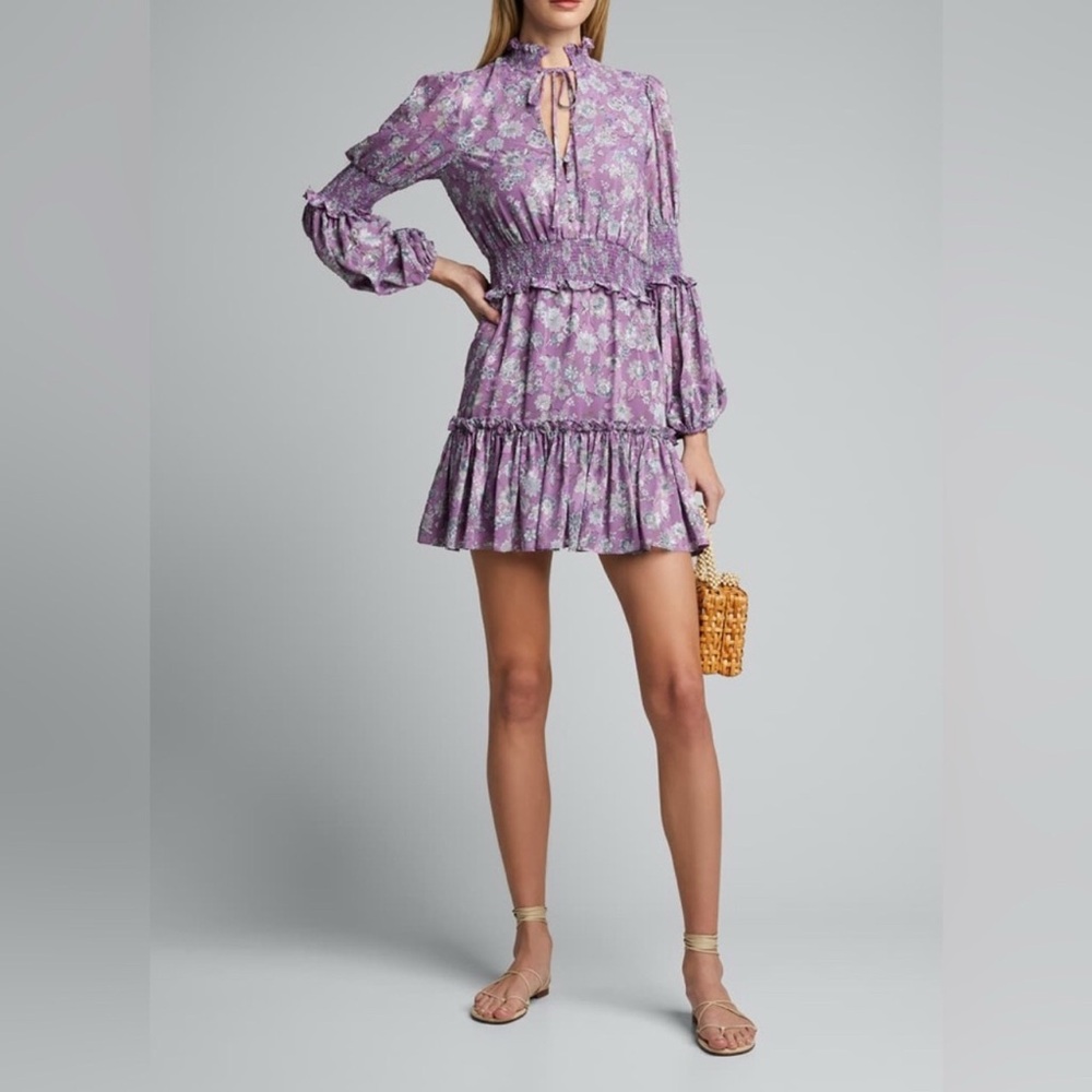Chic Long Sleeve Floral Dress in Lavender